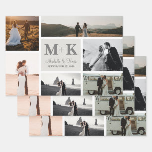 6 Foto Wedding Collage Newlyweds Geschenkpapier Set