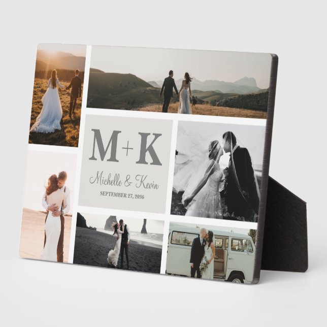 6 Foto Wedding Collage Newlyweds Keepake Fotoplatte (Seite)