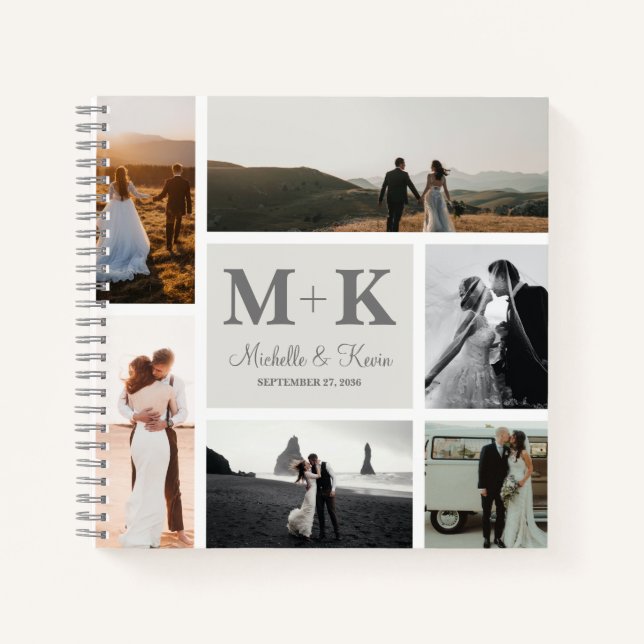 6 Foto Wedding Collage Newlyweds Keepake Notizbuch (Vorderseite)