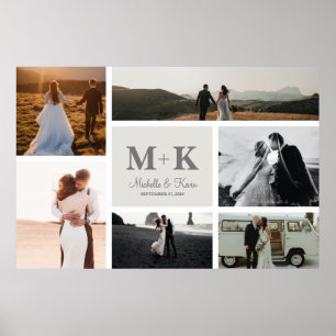 6 Foto Wedding Collage Newlyweds Keepake Poster