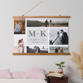 6 Foto Wedding Collage Newlyweds Keepake Wandteppich Mit Holzrahmen