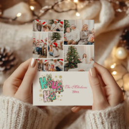 6 Foto Whimsical Ho Ho Weihnachtsfamilie Feiertagskarte