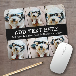 6 FotoCollage 2 Zeilen Text — CAN Schwarz bearbeit Mousepad
