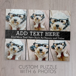 6 FotoCollage 2 Zeilen Text — CAN Schwarz bearbeit Puzzle