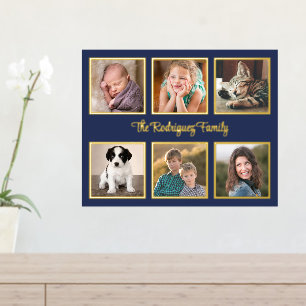 6 FotoCollage Benutzerdefinierter Text Navy Blue G Foliendrucke