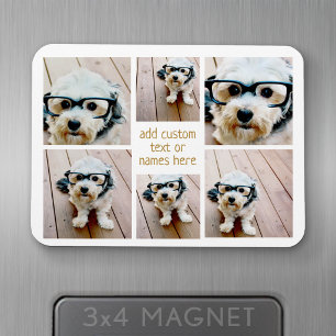 6 FotoCollage Minimalistisch - Gold und Weiß Magnet