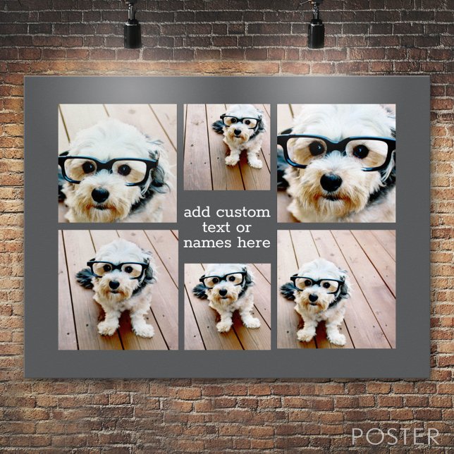 6 FotoCollage Minimalistisch - Graues und weißes G Poster (Custom Poster)