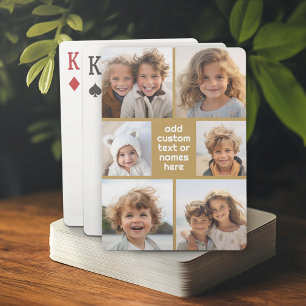 6 FotoCollage Minimalistisch - weiß und gold Spielkarten