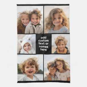 6 FotoCollage Minimalistisch - weiß und schwarz Geschirrtuch