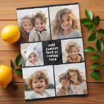6 FotoCollage Minimalistisch - weiß und schwarz Geschirrtuch<br><div class="desc">Benutzen Sie Ihr Lieblings-Foto oder Ihre Bilder,  um Spaß zu haben und mit Freunden zu teilen. Ein einfaches Design mit nur Snapshots und einem Textblock. Crop deine Fotos in Quadrate und füge sie ins Raster. Die Rückseite ist eine solide Farbe,  die sich ändern lässt.</div>