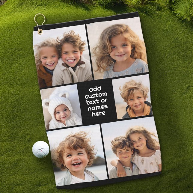 6 FotoCollage Minimalistisch - weiß und schwarz Golfhandtuch (Custom Golf Towel)