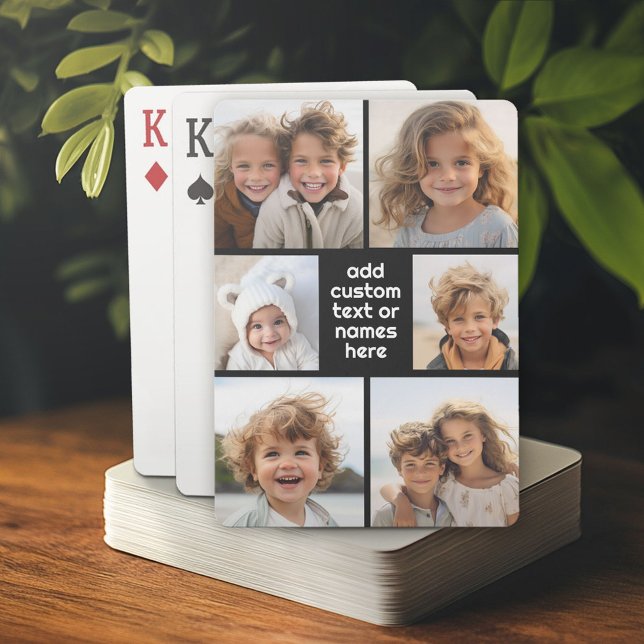 6 FotoCollage Minimalistisch - weiß und schwarz Spielkarten (Custom Poker Playing Cards)