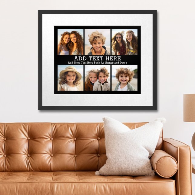 6 FotoCollage mit 2 Zeilen einfachen Textes Poster (Personalized Photo Poster)