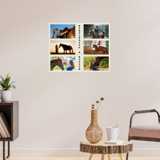 6 FotoCollage mit dem Namen für Pferdefreunde Poster