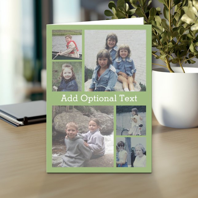 6 Fotocollage Optionaler Text — CAN Bearbeiten grü Karte (Custom Personalized Greeting Card)