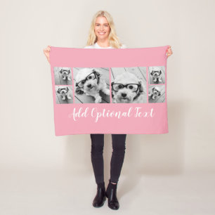 6 FotoCollage Optionaler Text — Farbe bearbeiten Fleecedecke