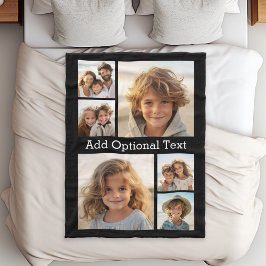 6 FotoCollage Optionaler Text — Farbe bearbeiten Fleecedecke