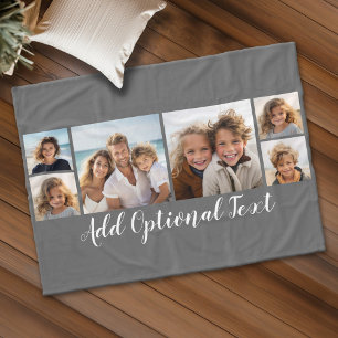 6 FotoCollage Optionaler Text — Farbe bearbeiten Fleecedecke