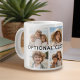 6 FotoCollage Optionaler Text — Farbe bearbeiten Jumbo-Tasse (6 photo personalized coffee mug)