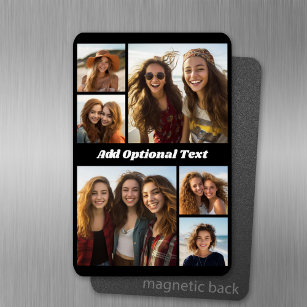 6 FotoCollage Optionaler Text — Farbe bearbeiten Magnet