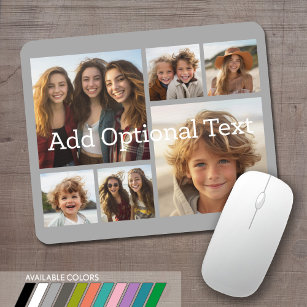 6 FotoCollage Optionaler Text — Farbe bearbeiten Mousepad