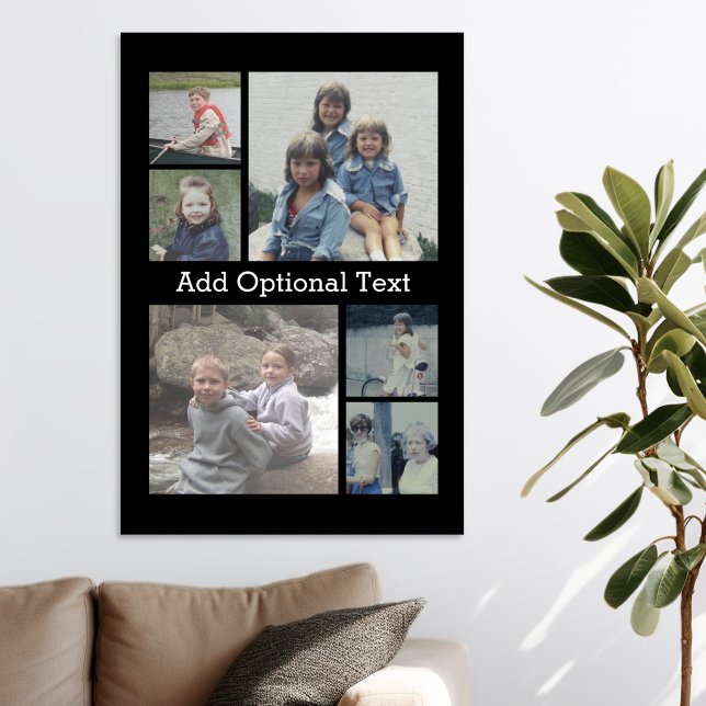 6 FotoCollage Optionaler Text — Farbe bearbeiten Poster (Personalized Poster - Add your photos and text)