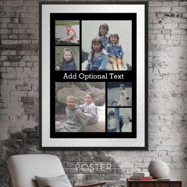 6 FotoCollage Optionaler Text — Farbe bearbeiten Poster (Personalized Poster - Add your photos and text)