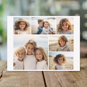 6 FotoCollage Optionaler Text — Farbe bearbeiten Postkarte