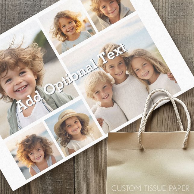 6 FotoCollage Optionaler Text — Farbe bearbeiten Seidenpapier (Custom Photo Tissue Paper)