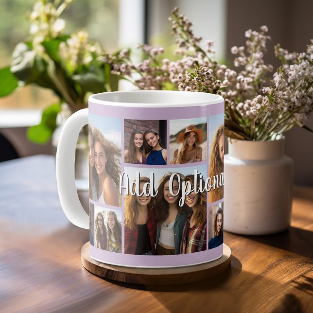 6 FotoCollage Optionaler Text — Farbe bearbeiten Tasse (Personalized Coffee Mug)