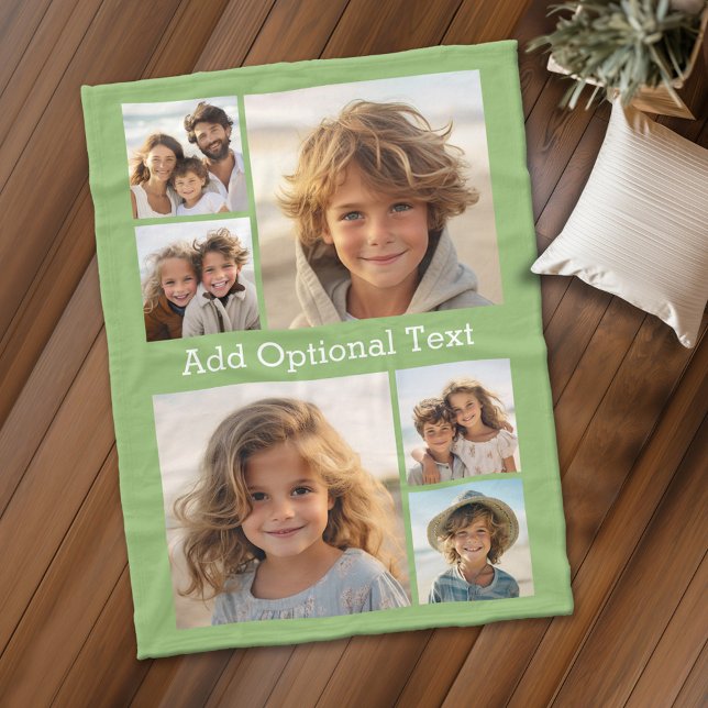 6 FotoCollage Optionaler Text — Limon bearbeiten Fleecedecke (Personalized fleece blanket with 6 photos and custom text)