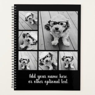 6 Fotocollage Optionaler Text — Schwarz bearbeiten Planer