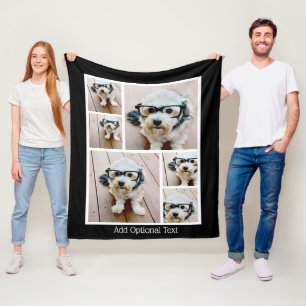 6 FotoCollage Optionaler Text — schwarzer Hinter Fleecedecke