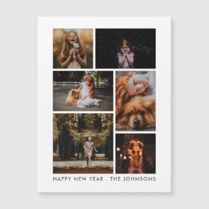 6 FotoCollage Personalisiert Neujahrsferien Magnetkarte