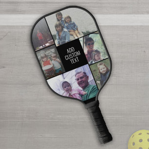 6 FotoCollage - Schwarz - Weiß - Mitte Pickleball Schläger