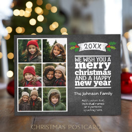 6 FotoCollage - Weihnachtskhalkboard Feiertagspostkarte
