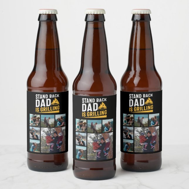 6 Fotomaterial Zurück Vater grillt. Bierflaschenetikett (Flaschen)