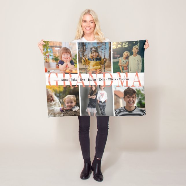 6 Fotos Grandkids Individuelle Name Geschenk für O Fleecedecke (Beispiel)
