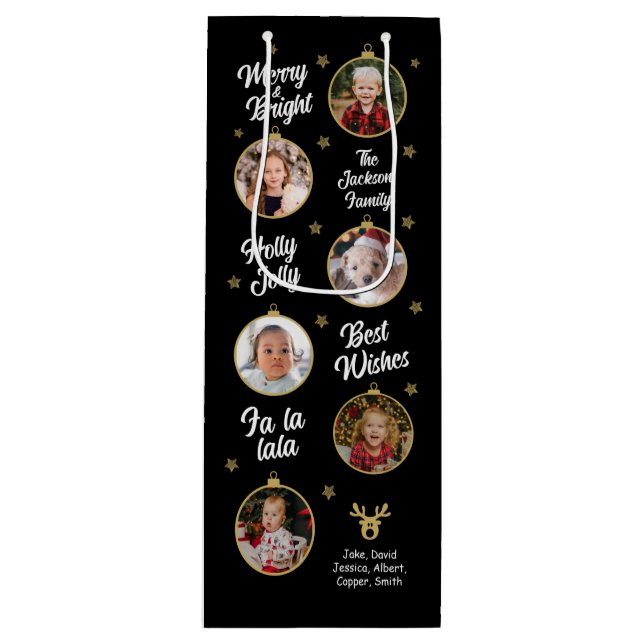 6 Fotos Weihnachtsblasen Black Geschenktüte Für Weinflaschen (Vorderseite)