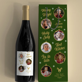 6 Fotos Weihnachtsblasen Grüne Familie Geschenktüte Für Weinflaschen