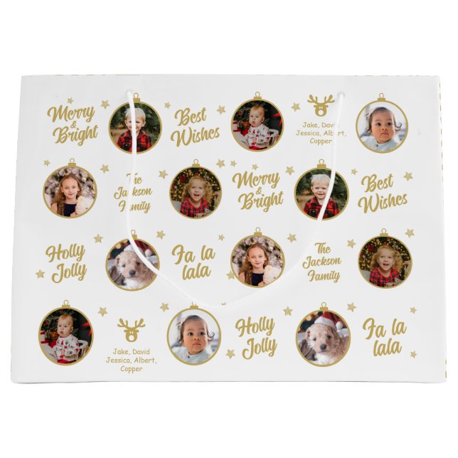 6 Fotos Weihnachtsschmuck Moderne Große Geschenktüte (Vorderseite)