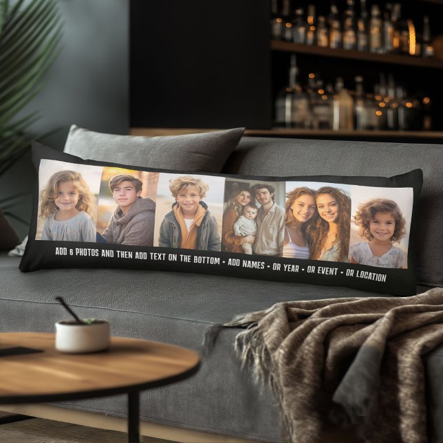 6 Fotovorlage Moderner, minimaler Text über Foto Seitenschläferkissen (Body Pillow with Photo Collage)