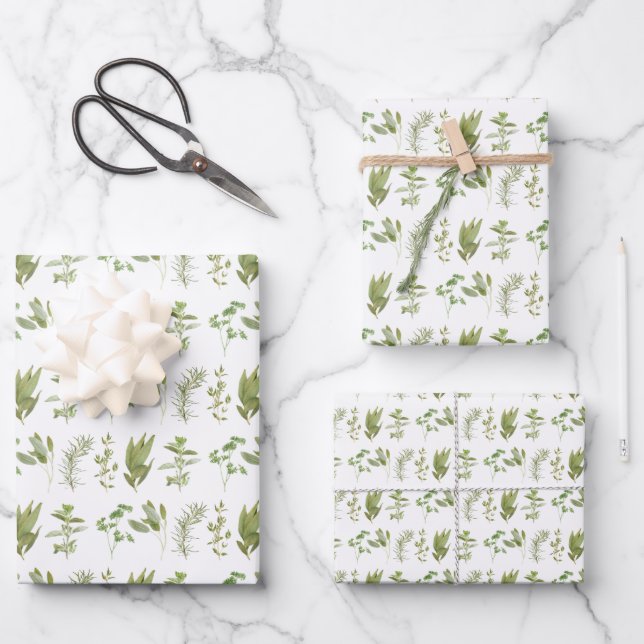 6 FRISCHES HERBS Flachpapier Geschenkpapier Set (Vorderseite)