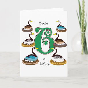 6 Gänse zum Lenden Feiertagskarte