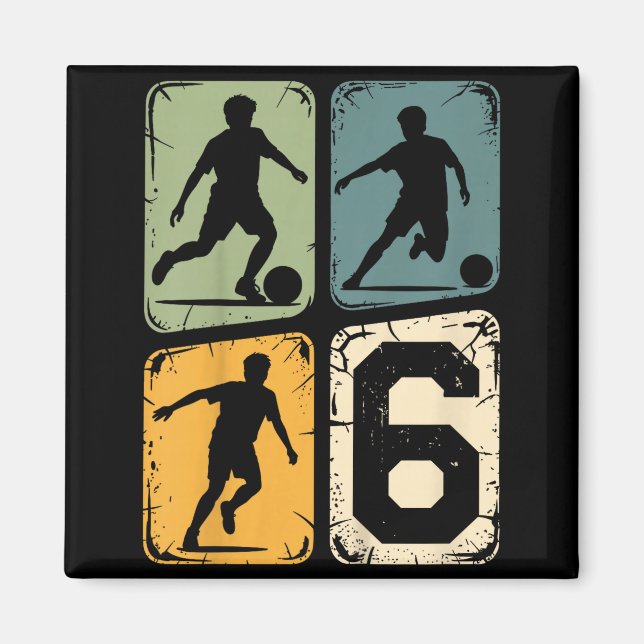 6. Geburtstag 6 Fußballspieler Junge Mädchen Fußba Magnet (Vorne)