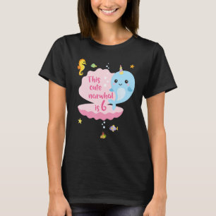 6. Geburtstag 6 Jahre alter Girl Boy Gift Narwhal T-Shirt