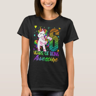 6. Geburtstag 6 Jahre Altes Mädchen Blüte Einhorn T-Shirt