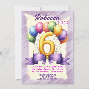 6. Geburtstag Ballon Thema Einladung