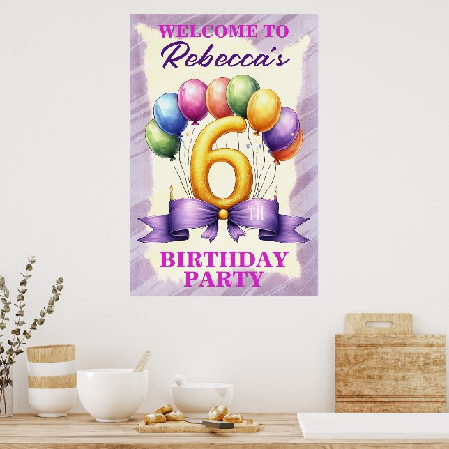 6. Geburtstag Ballon Thema Poster (Küche)