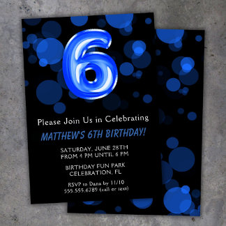 6. Geburtstag Balloons Kinder Blue Boy Party Einladung
